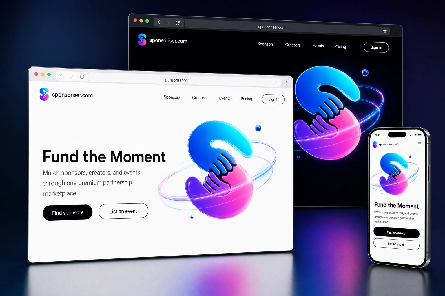 sponsoriser.com website concept preview