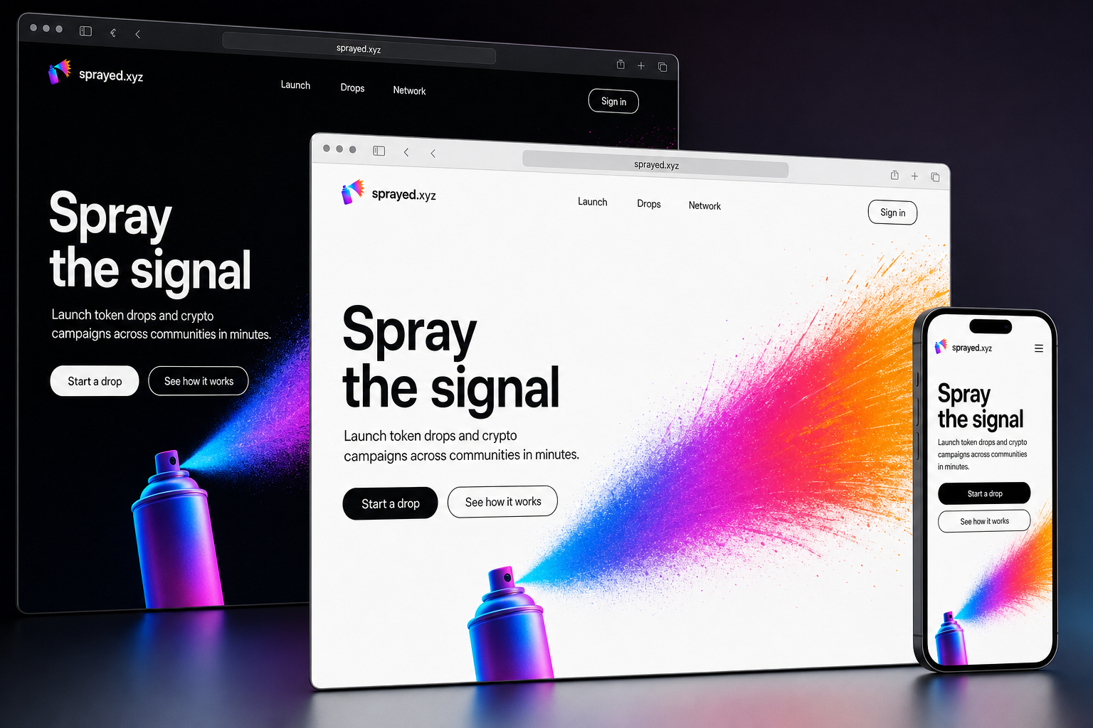 sprayed.xyz website concept preview enlarged