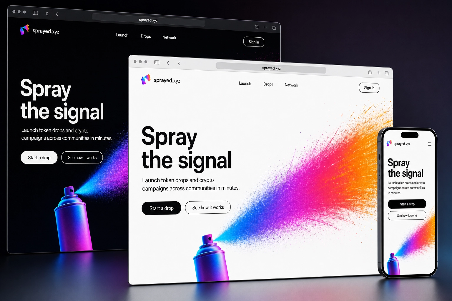 sprayed.xyz website concept preview