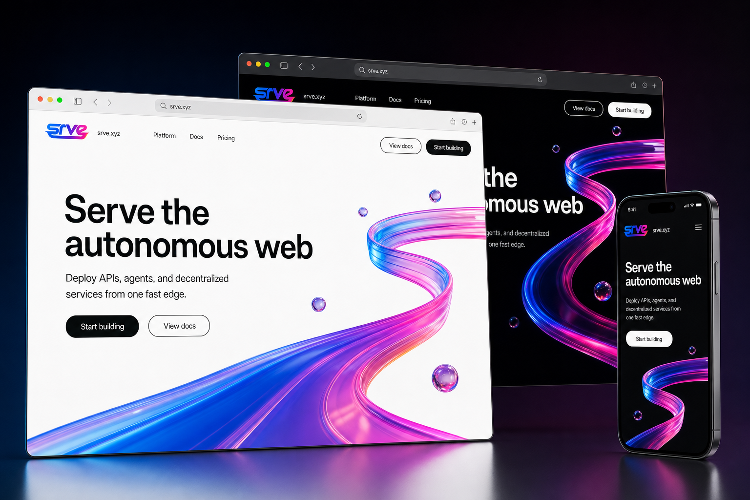 srve.xyz website concept preview enlarged