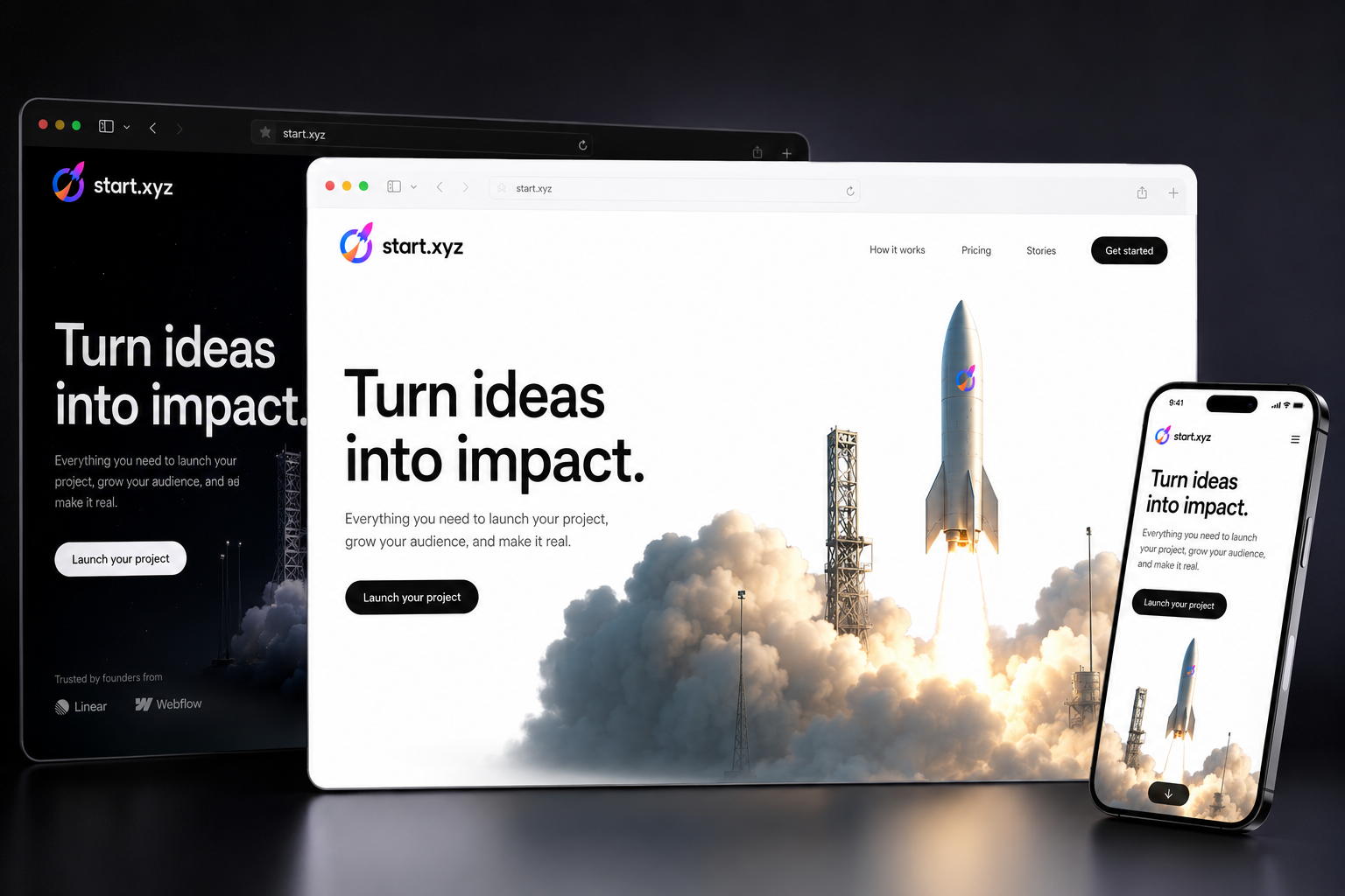 start.xyz website concept preview