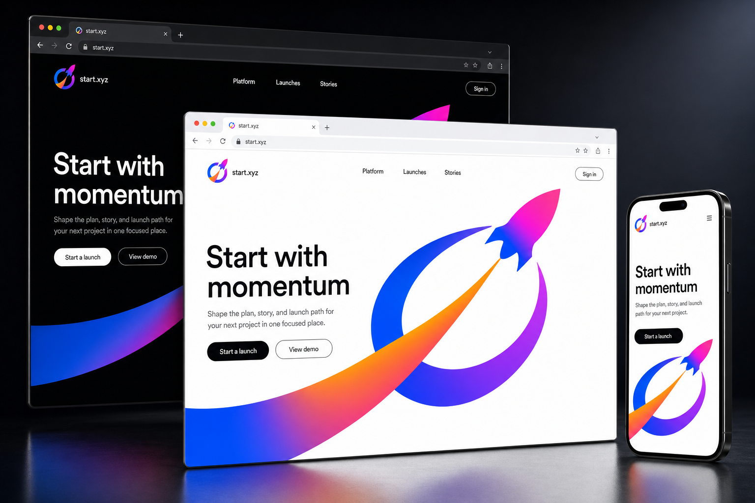start.xyz website concept preview