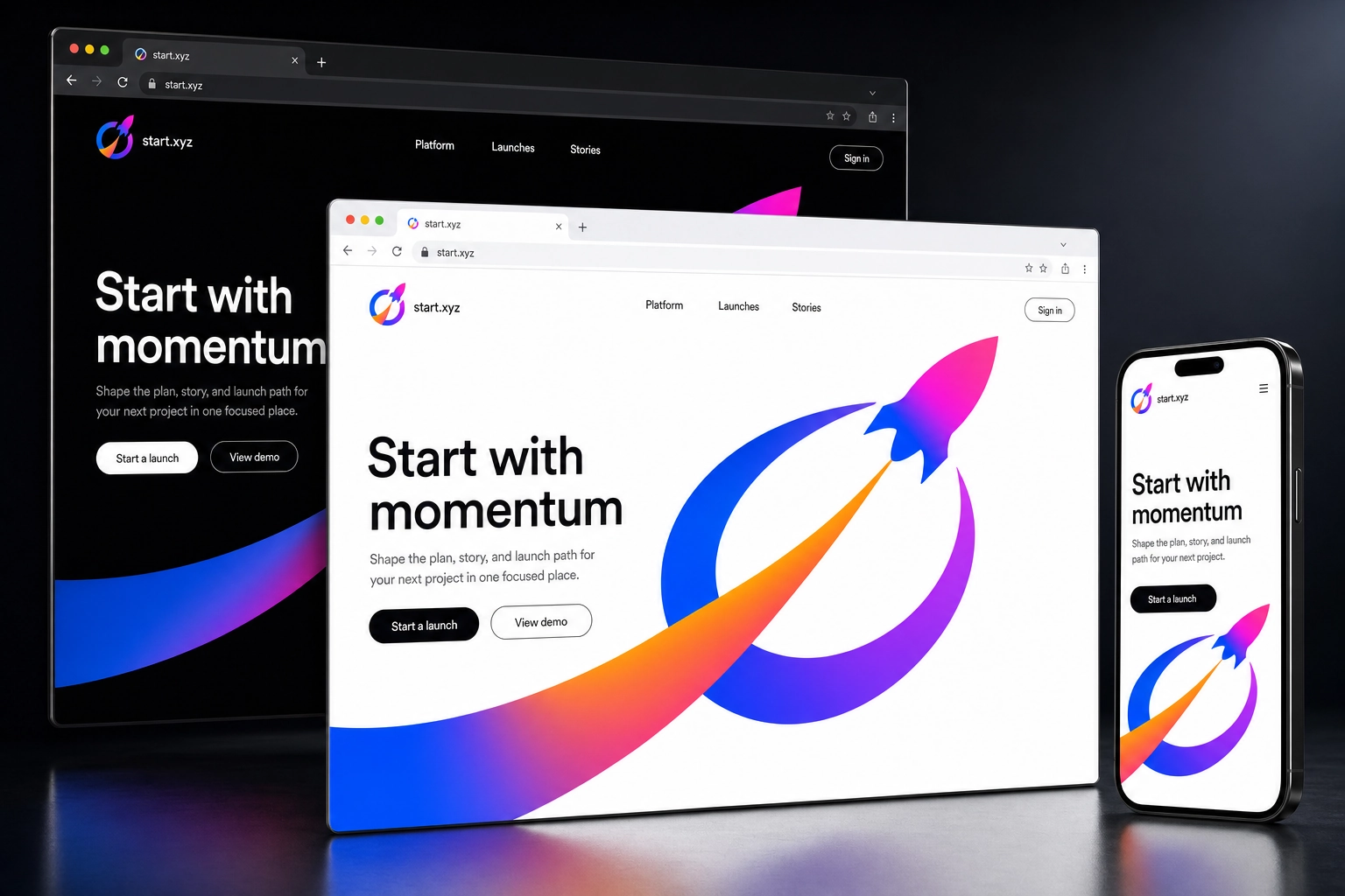 start.xyz website concept preview