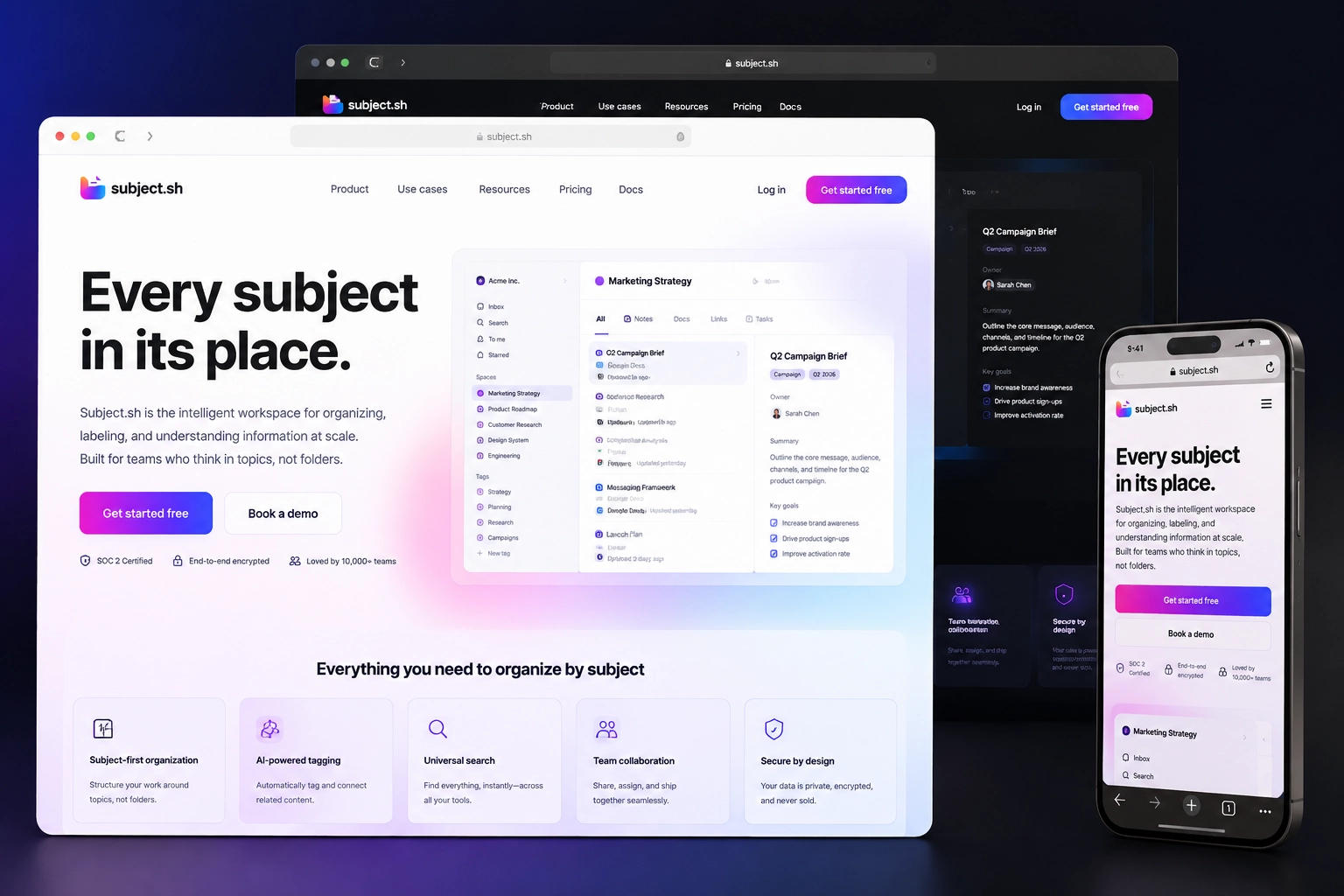subject.sh website concept preview