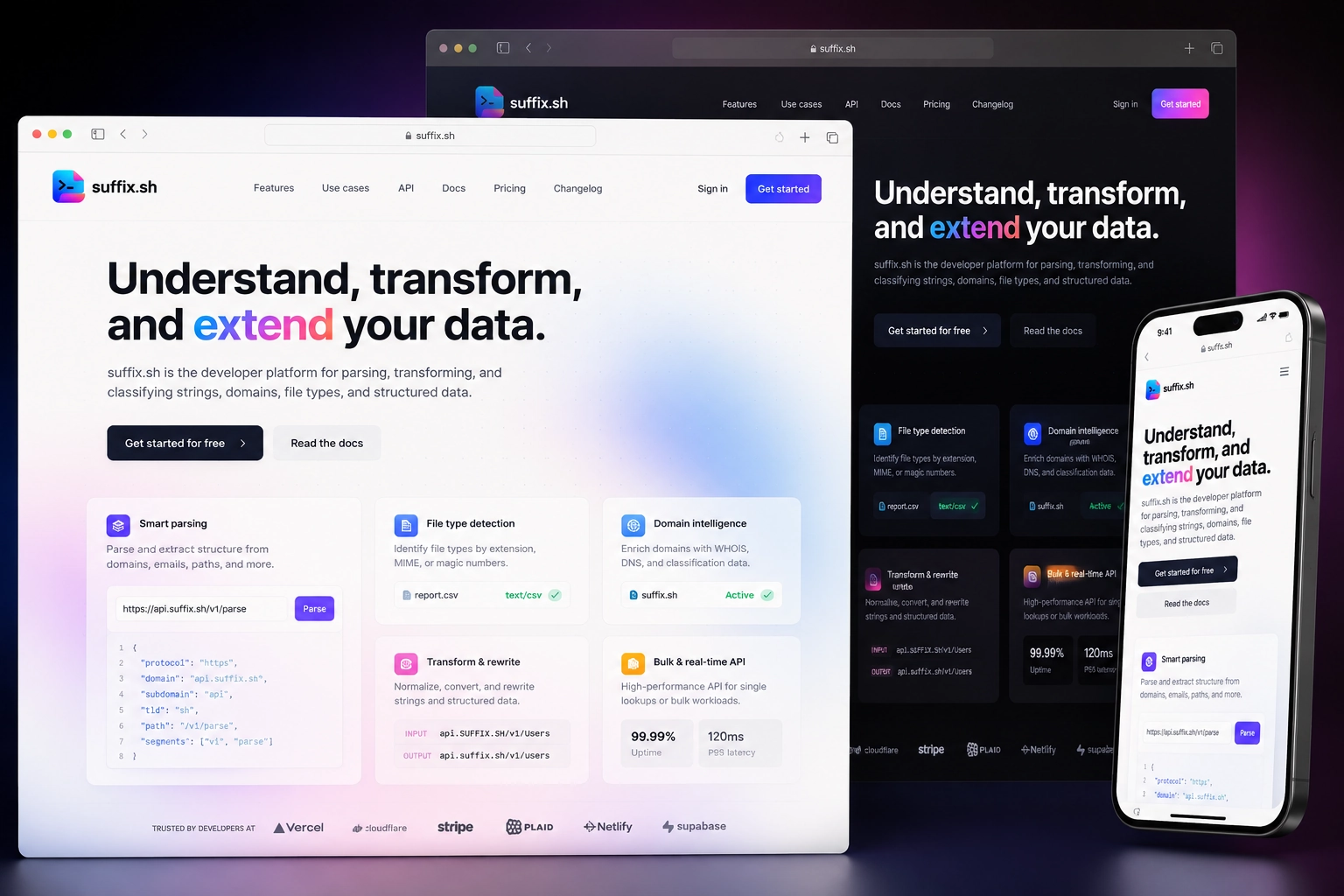 suffix.sh website concept preview