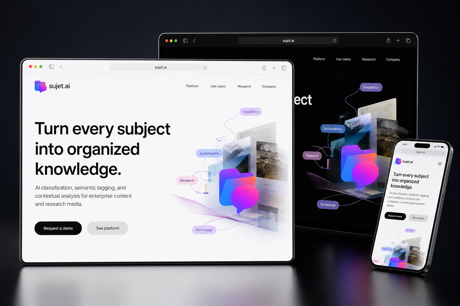 sujet.ai website concept preview