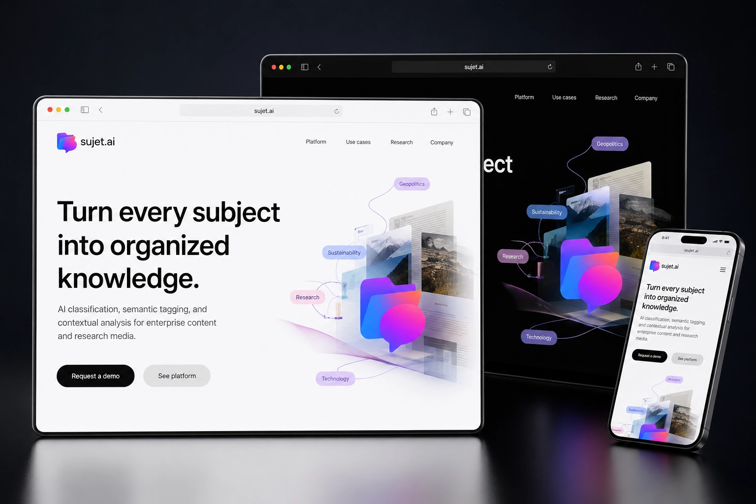 sujet.ai website concept preview