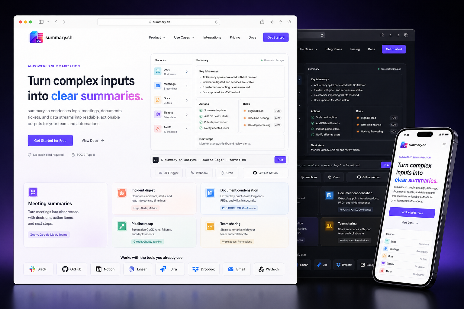 summary.sh website concept preview