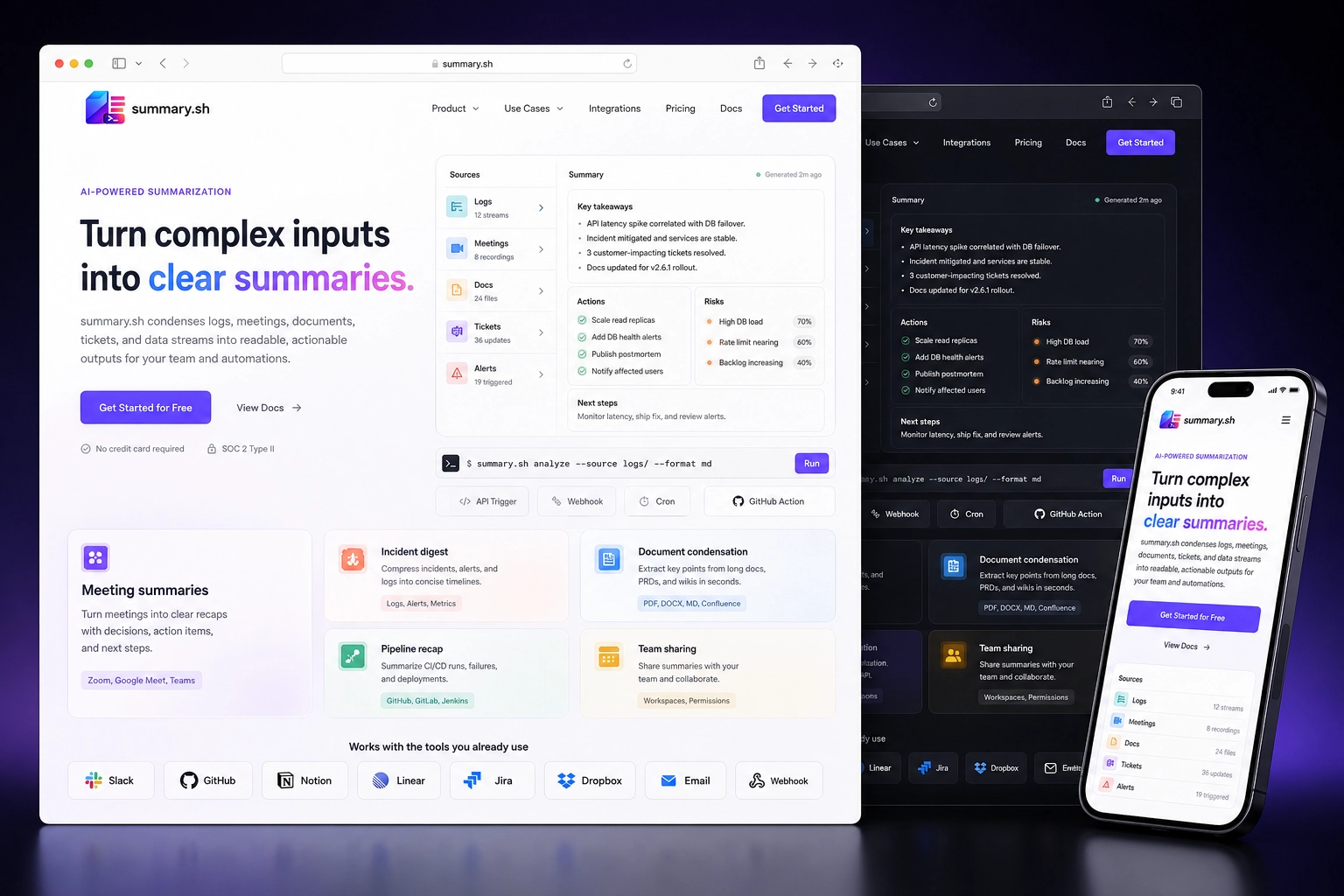 summary.sh website concept preview