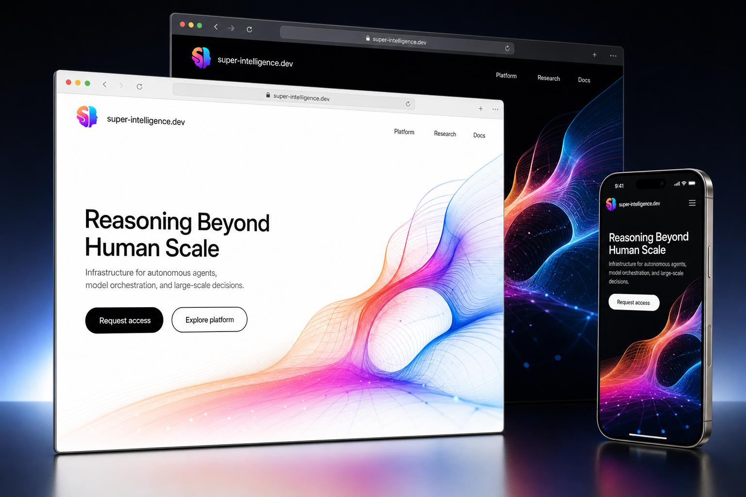 super-intelligence.dev website concept preview enlarged
