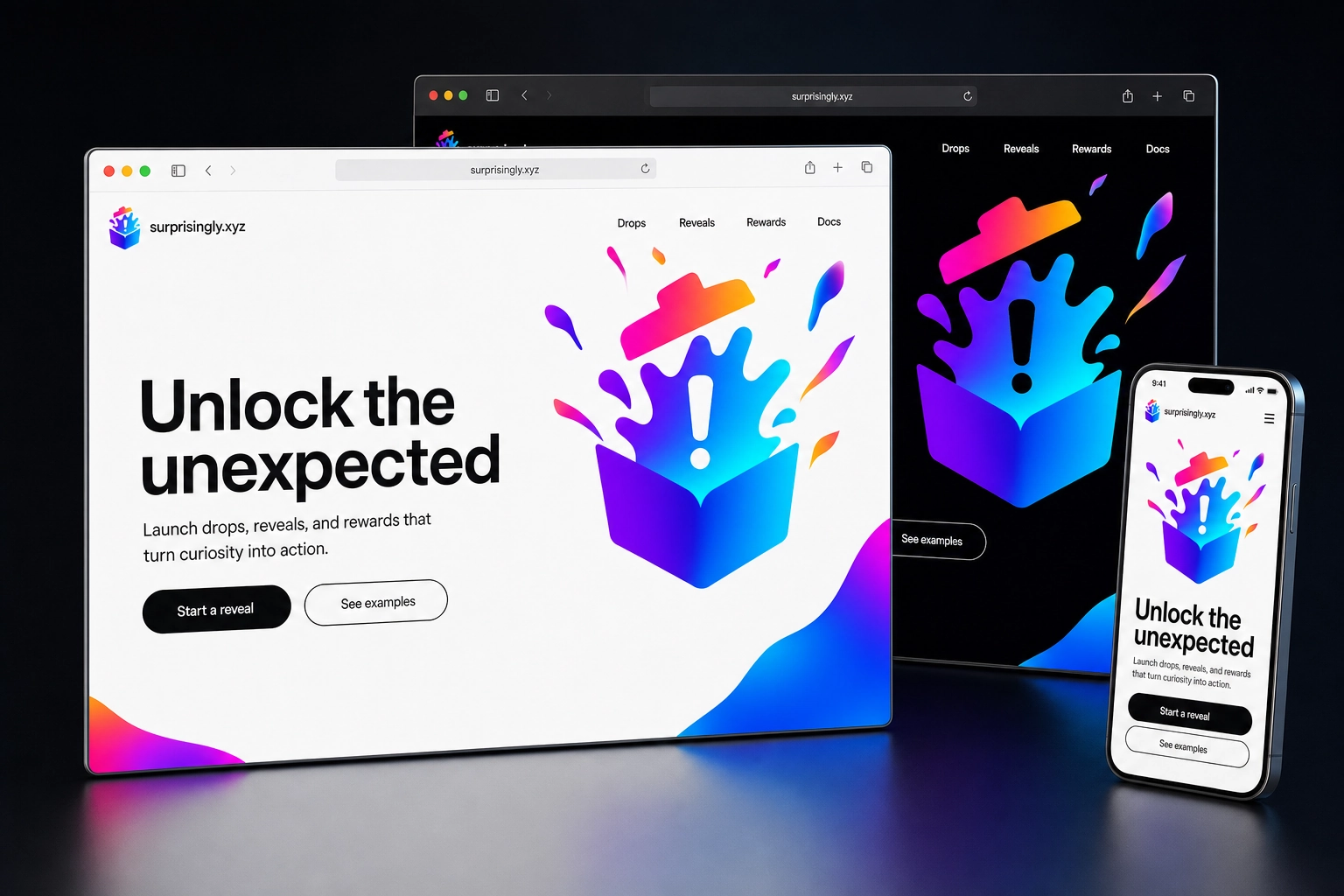surprisingly.xyz website concept preview