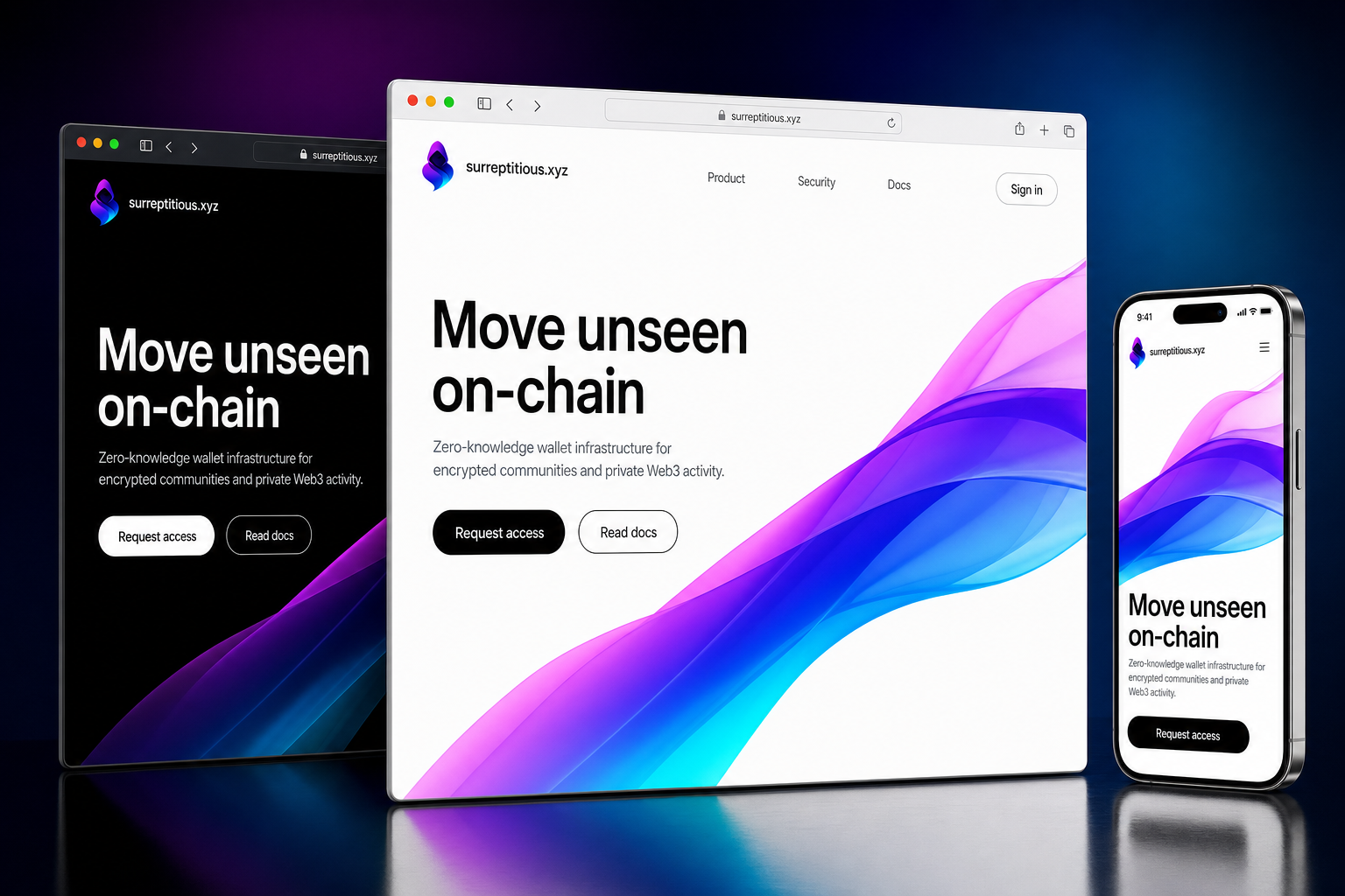 surreptitious.xyz website concept preview enlarged