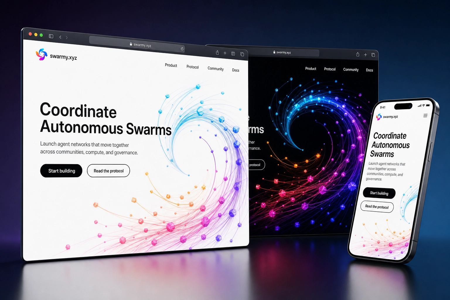 swarmy.xyz website concept preview