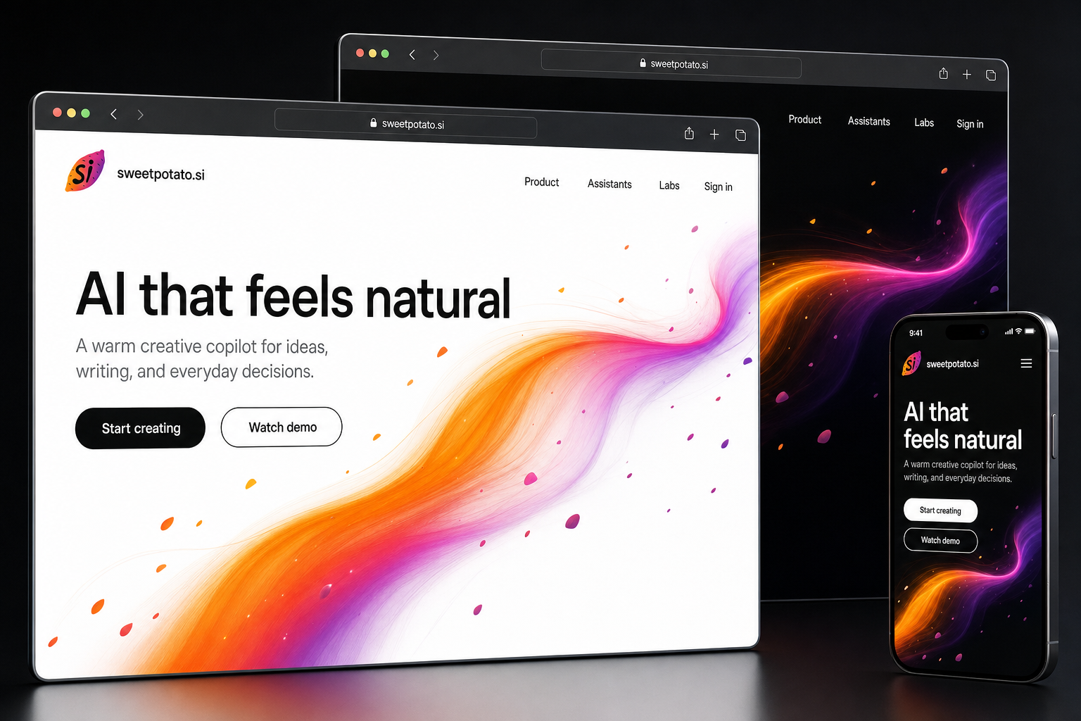 sweetpotato.si website concept preview enlarged