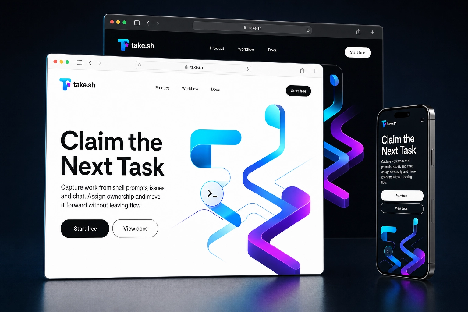 take.sh website concept preview