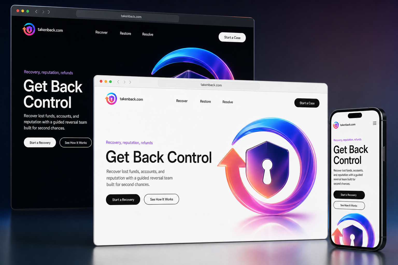 takenback.com website concept preview