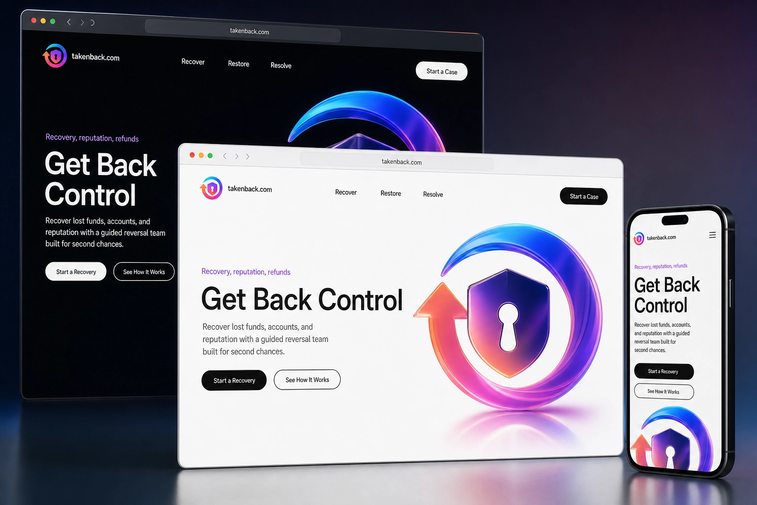 takenback.com website concept preview