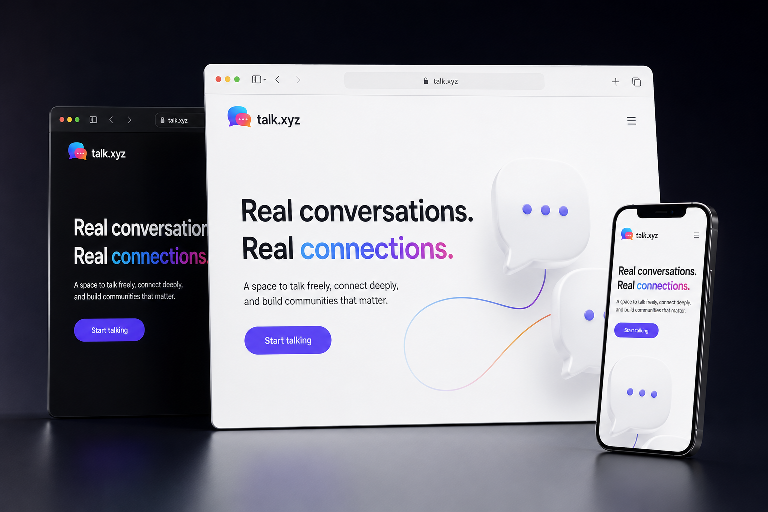 talk.xyz website concept preview