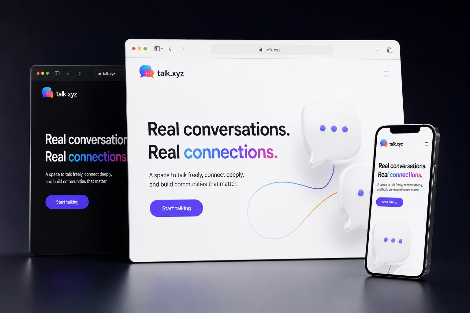 talk.xyz website concept preview