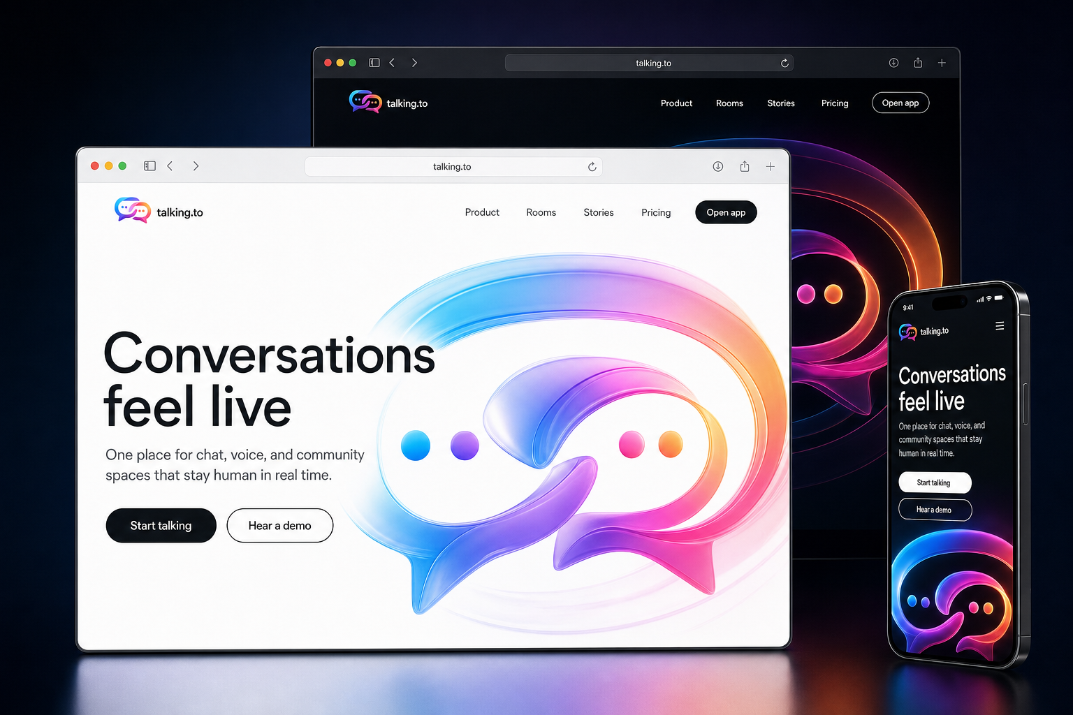 talking.to website concept preview
