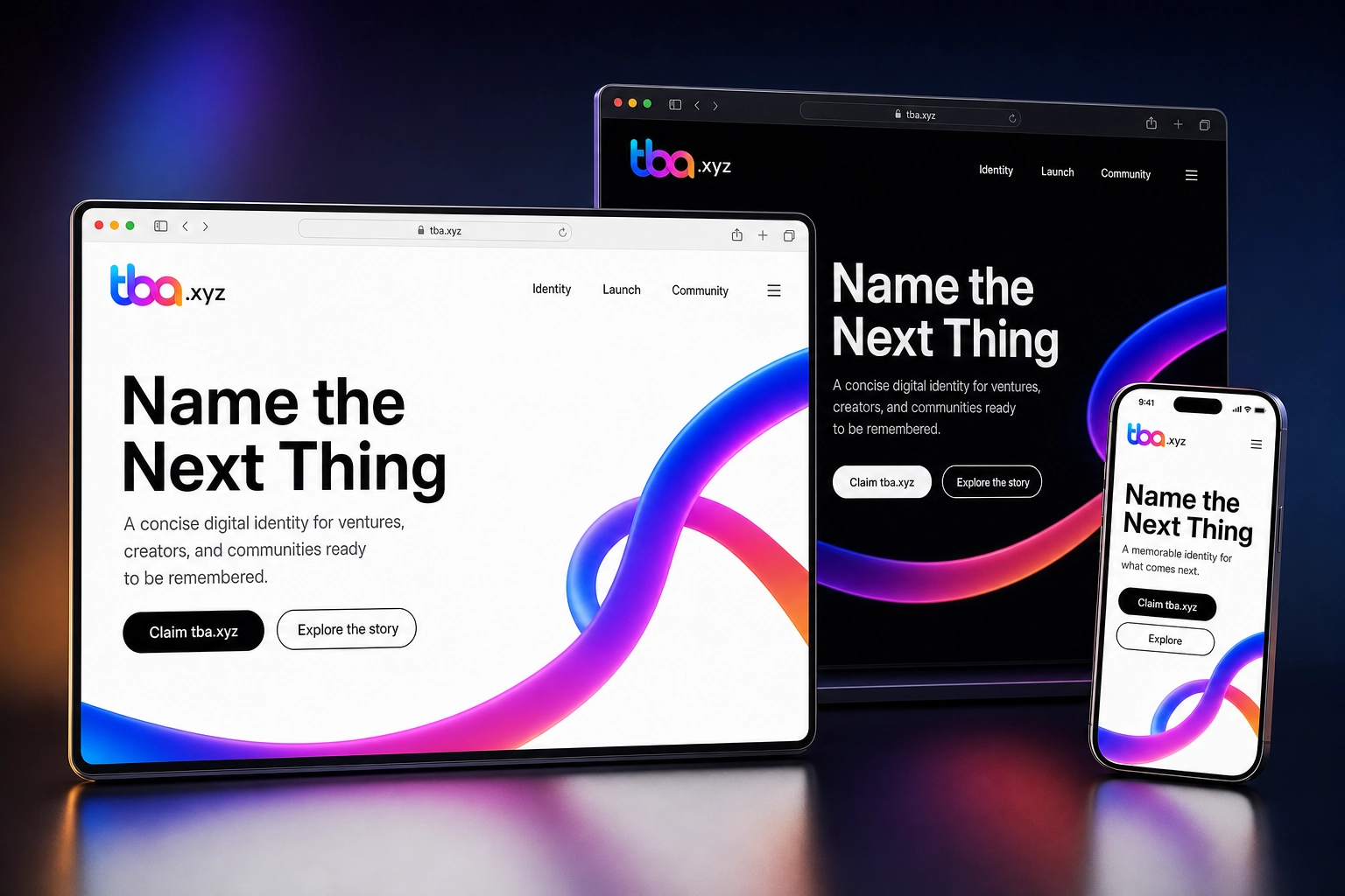tba.xyz website concept preview