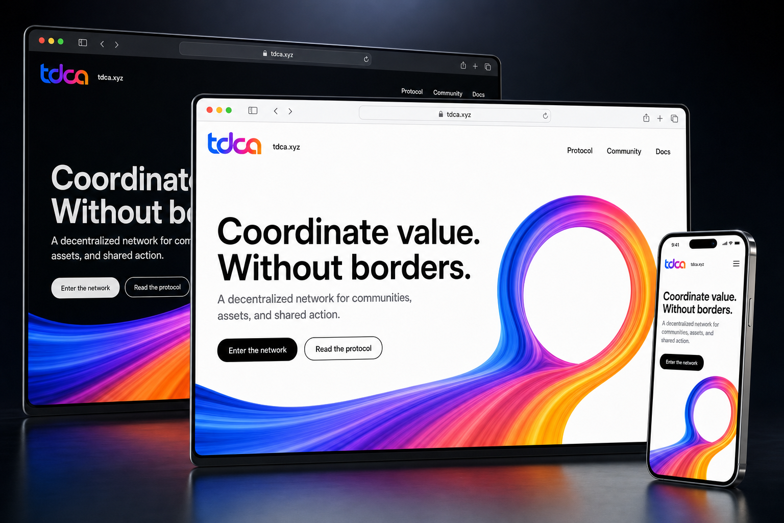 tdca.xyz website concept preview enlarged
