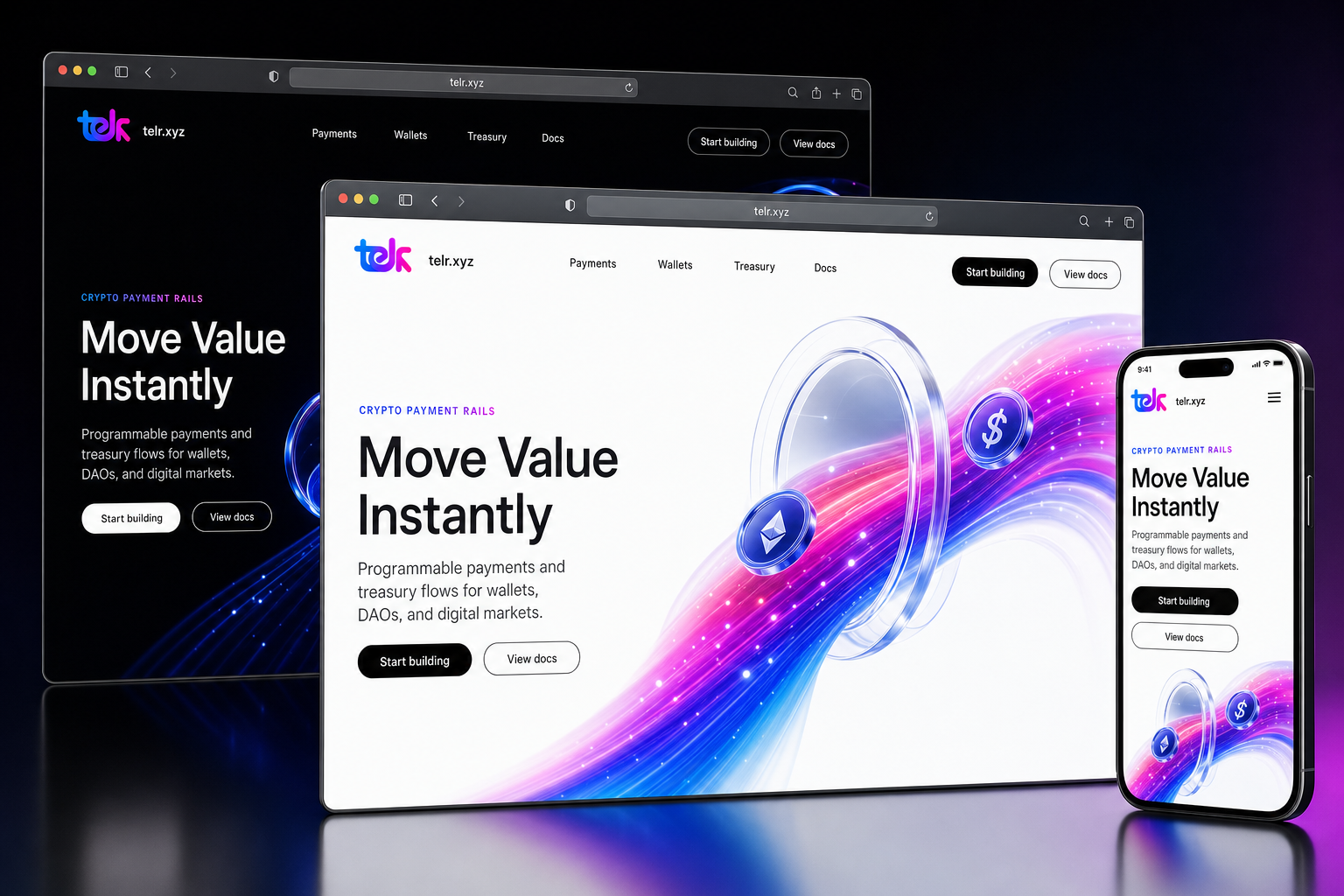 telr.xyz website concept preview enlarged