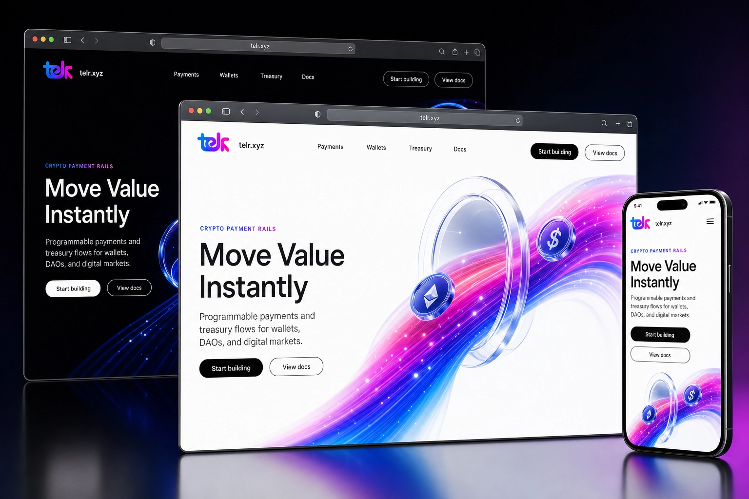 telr.xyz website concept preview