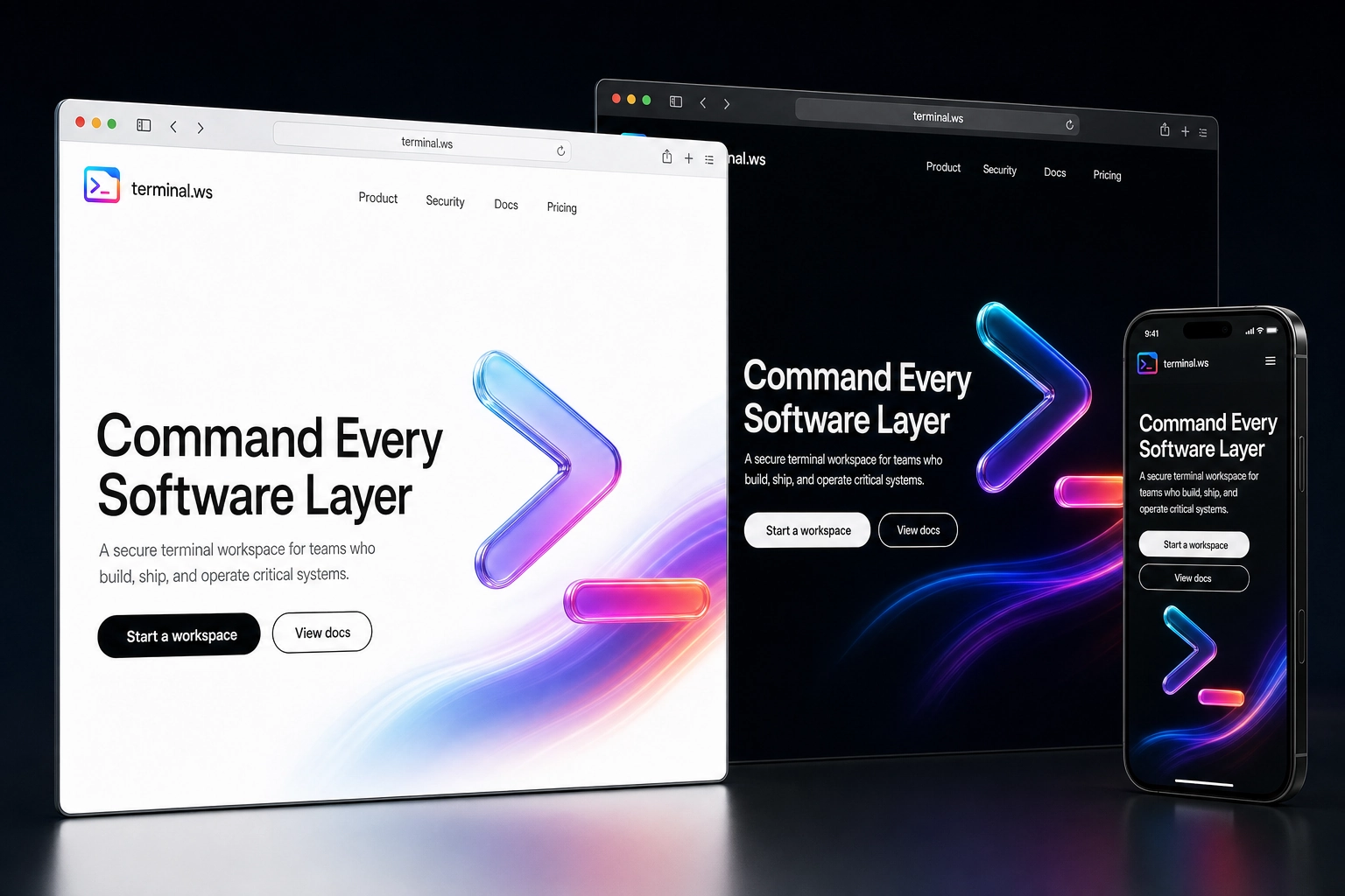 terminal.ws website concept preview