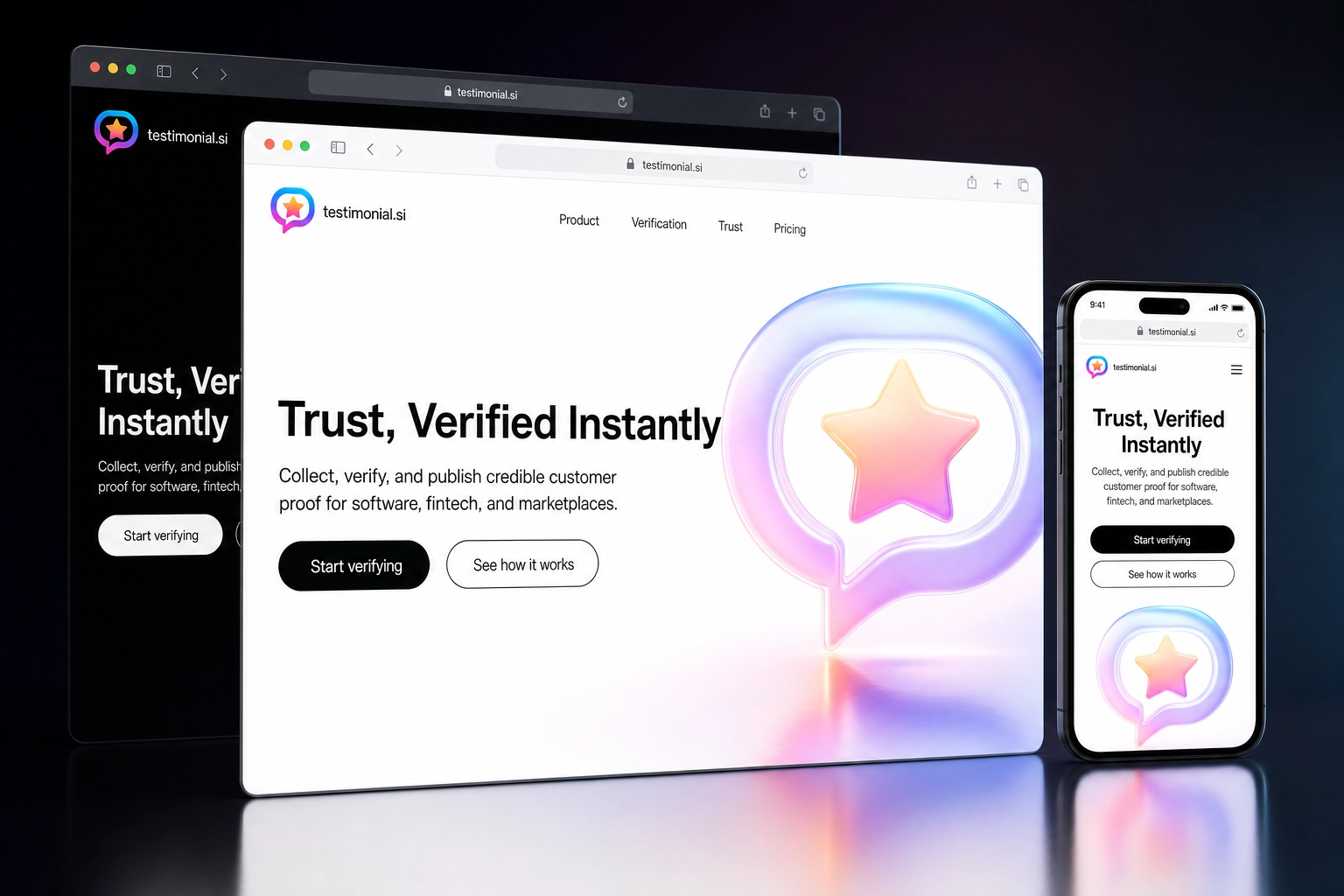 testimonial.si website concept preview