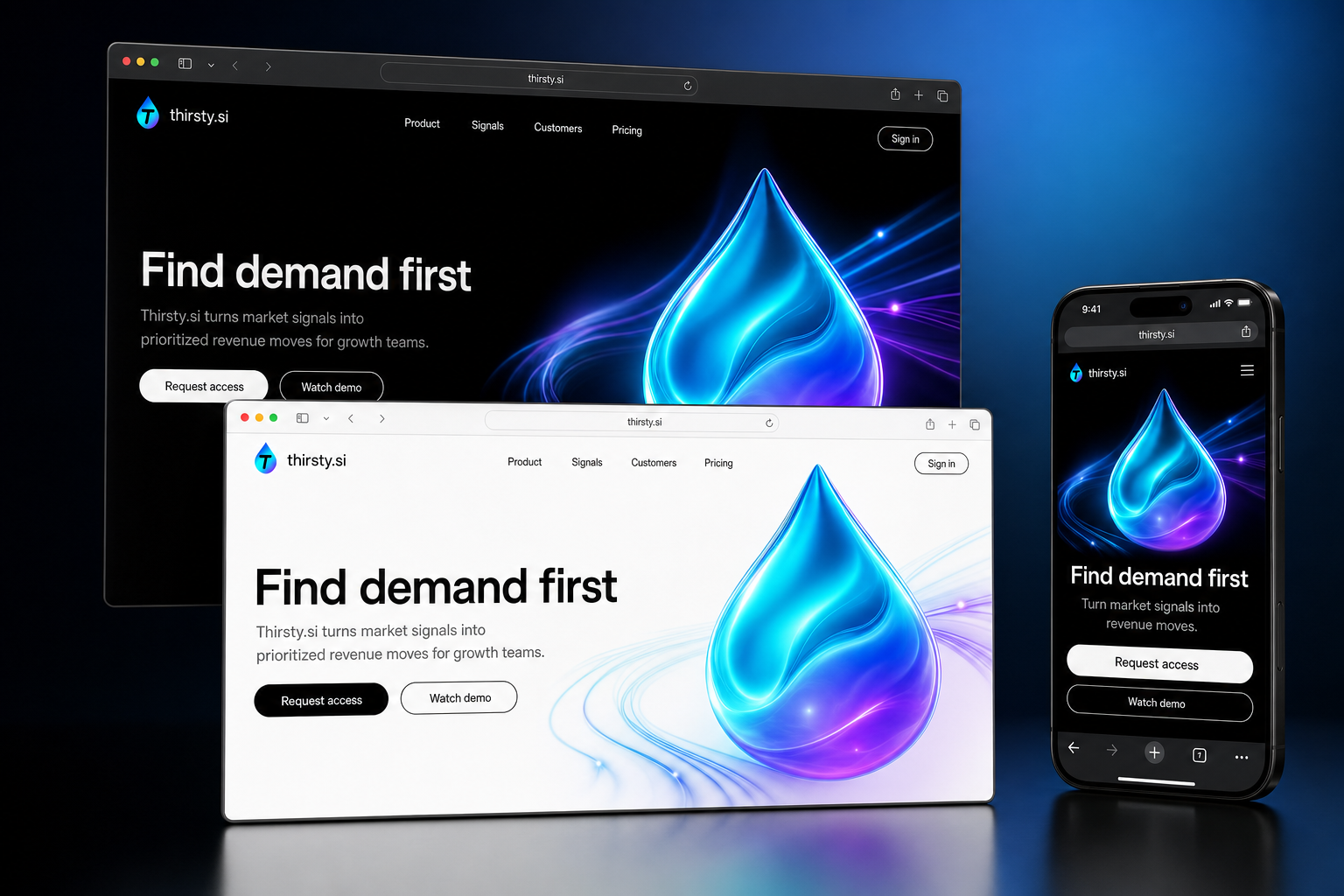 thirsty.si website concept preview