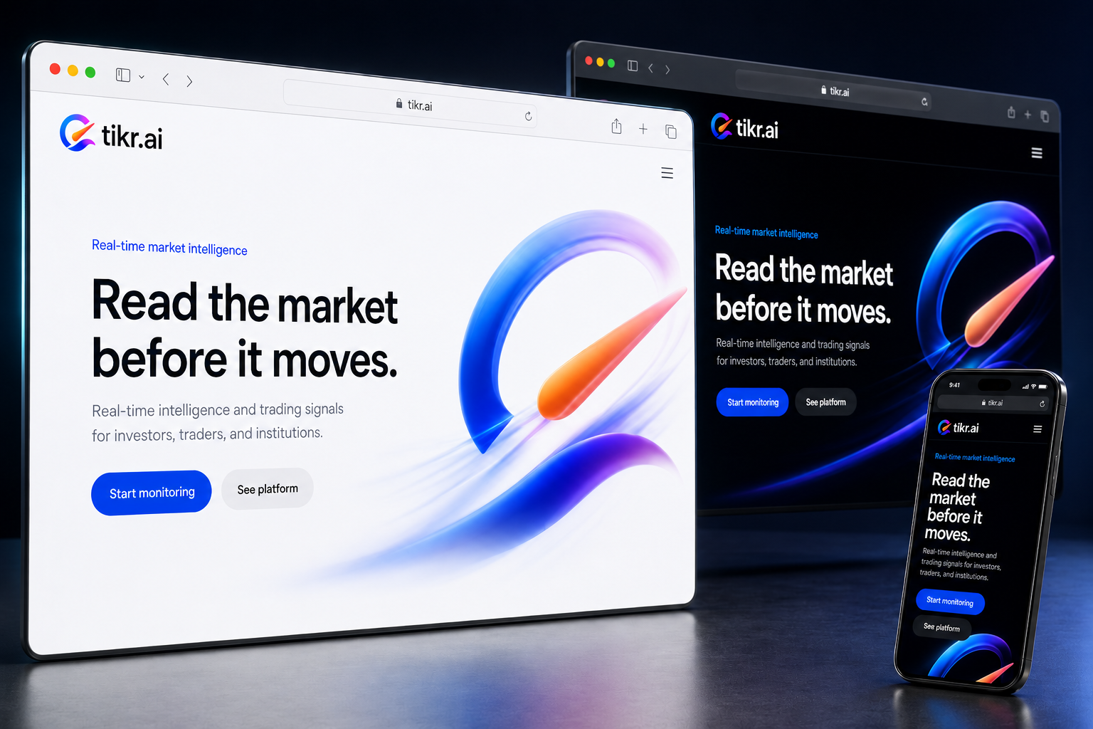 tikr.ai website concept preview