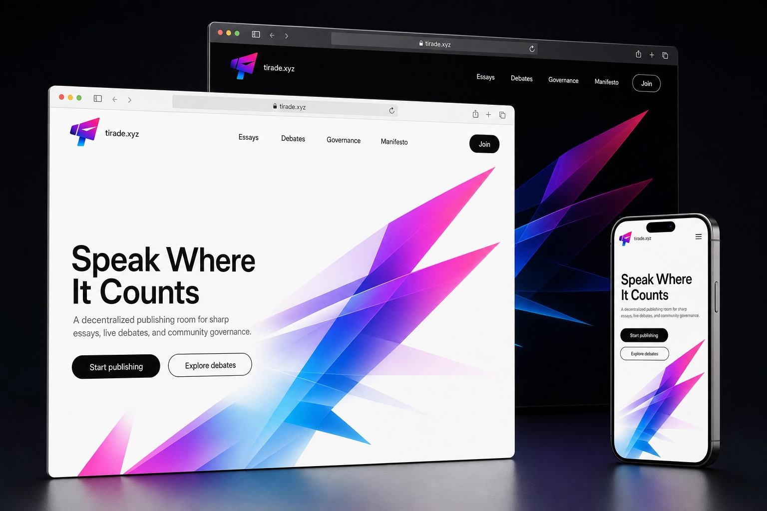 tirade.xyz website concept preview