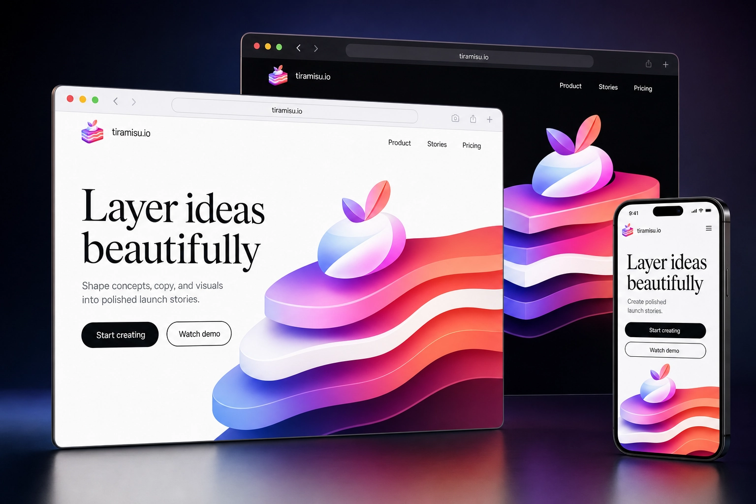 tiramisu.io website concept preview