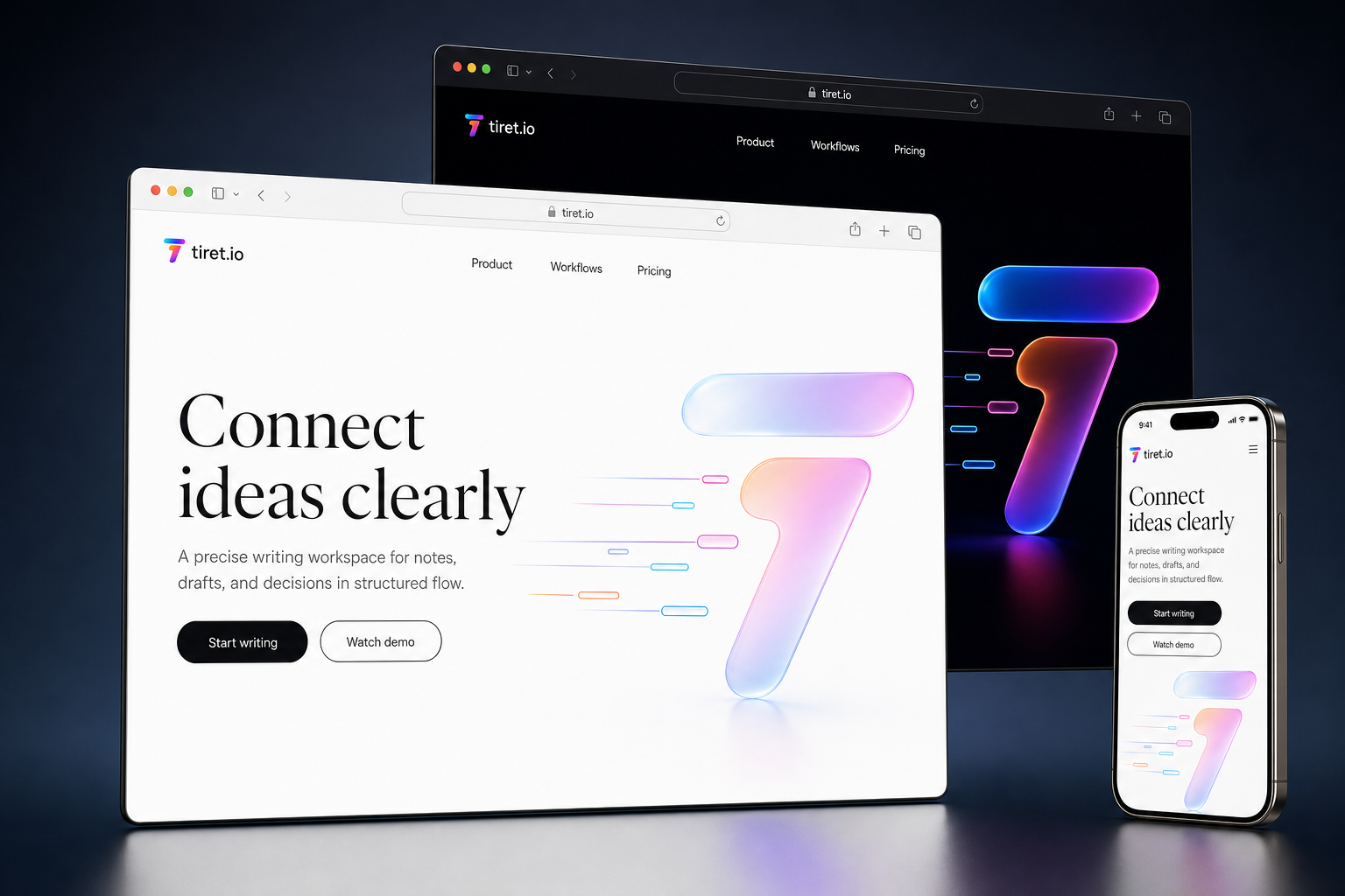 tiret.io website concept preview enlarged