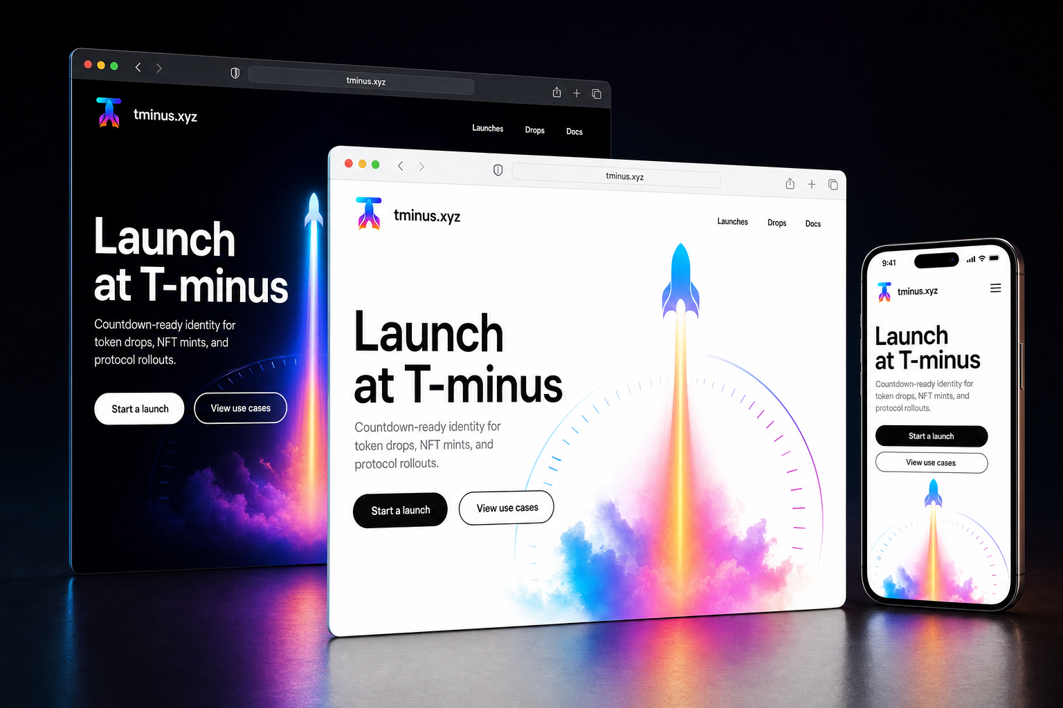tminus.xyz website concept preview enlarged