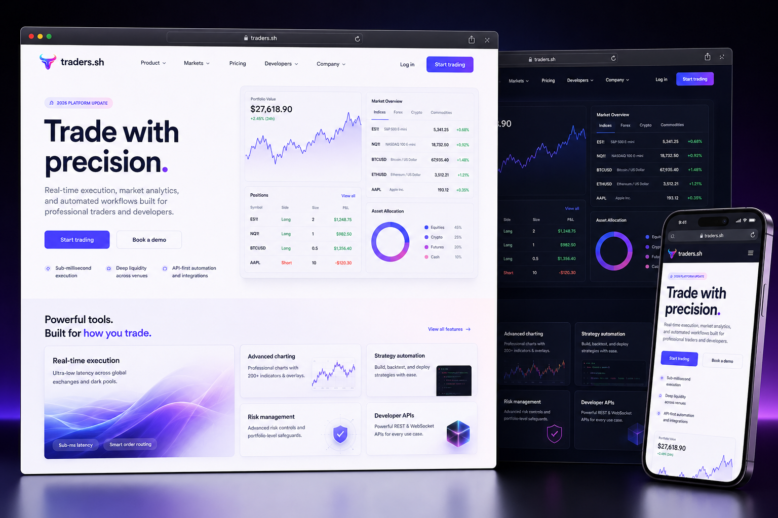 traders.sh website concept preview