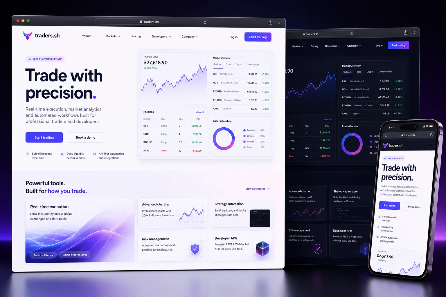 traders.sh website concept preview