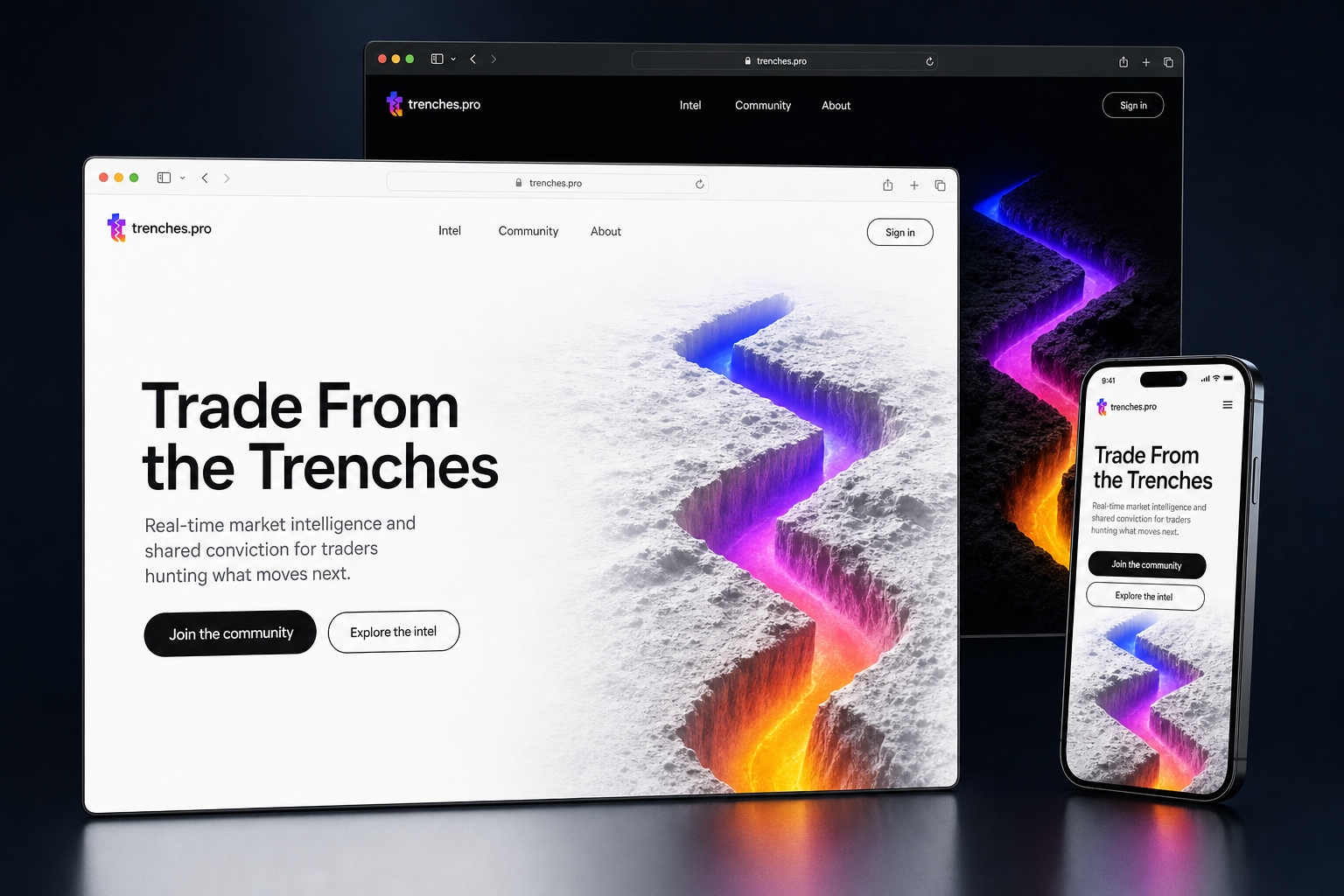 trenches.pro website concept preview enlarged