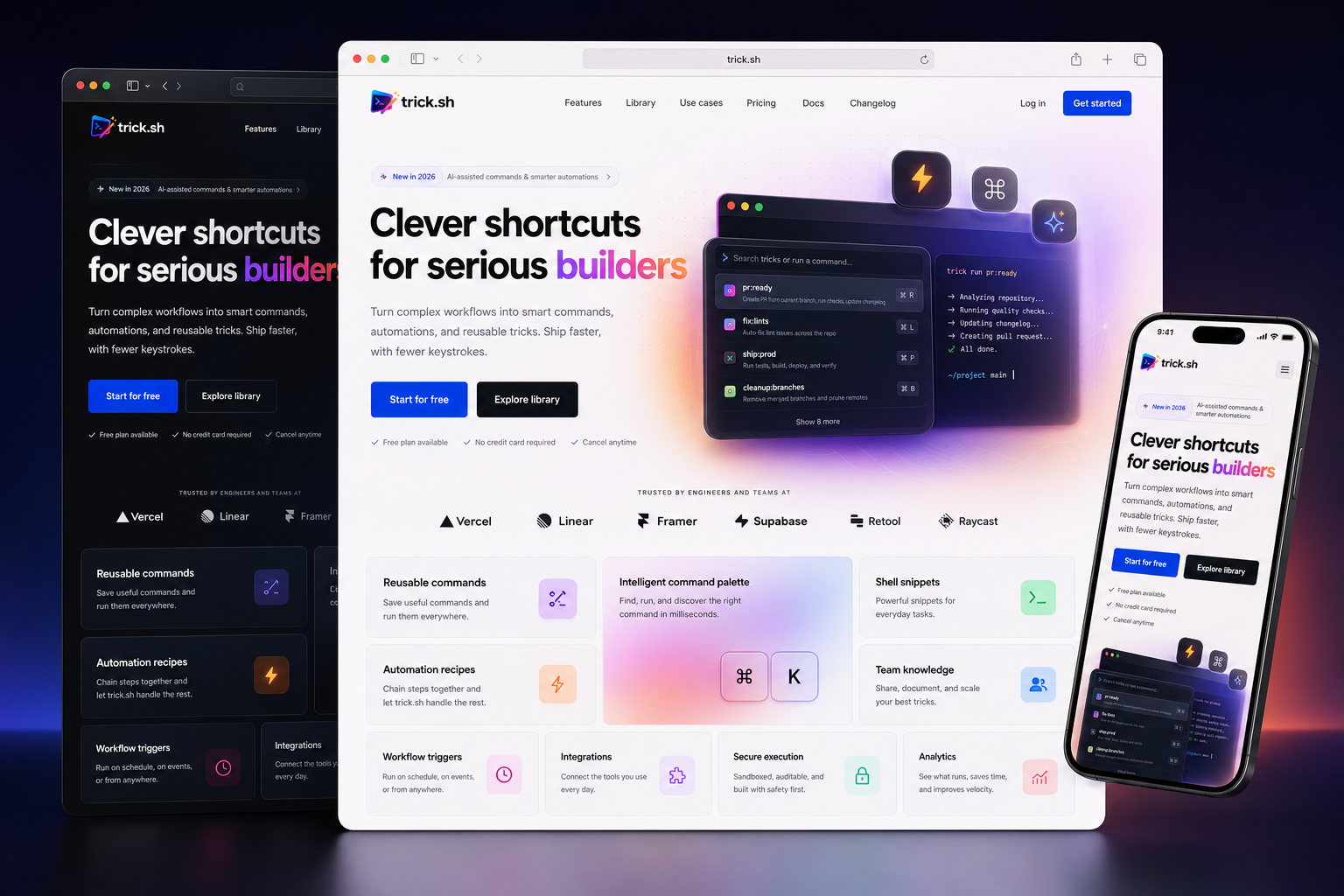 trick.sh website concept preview