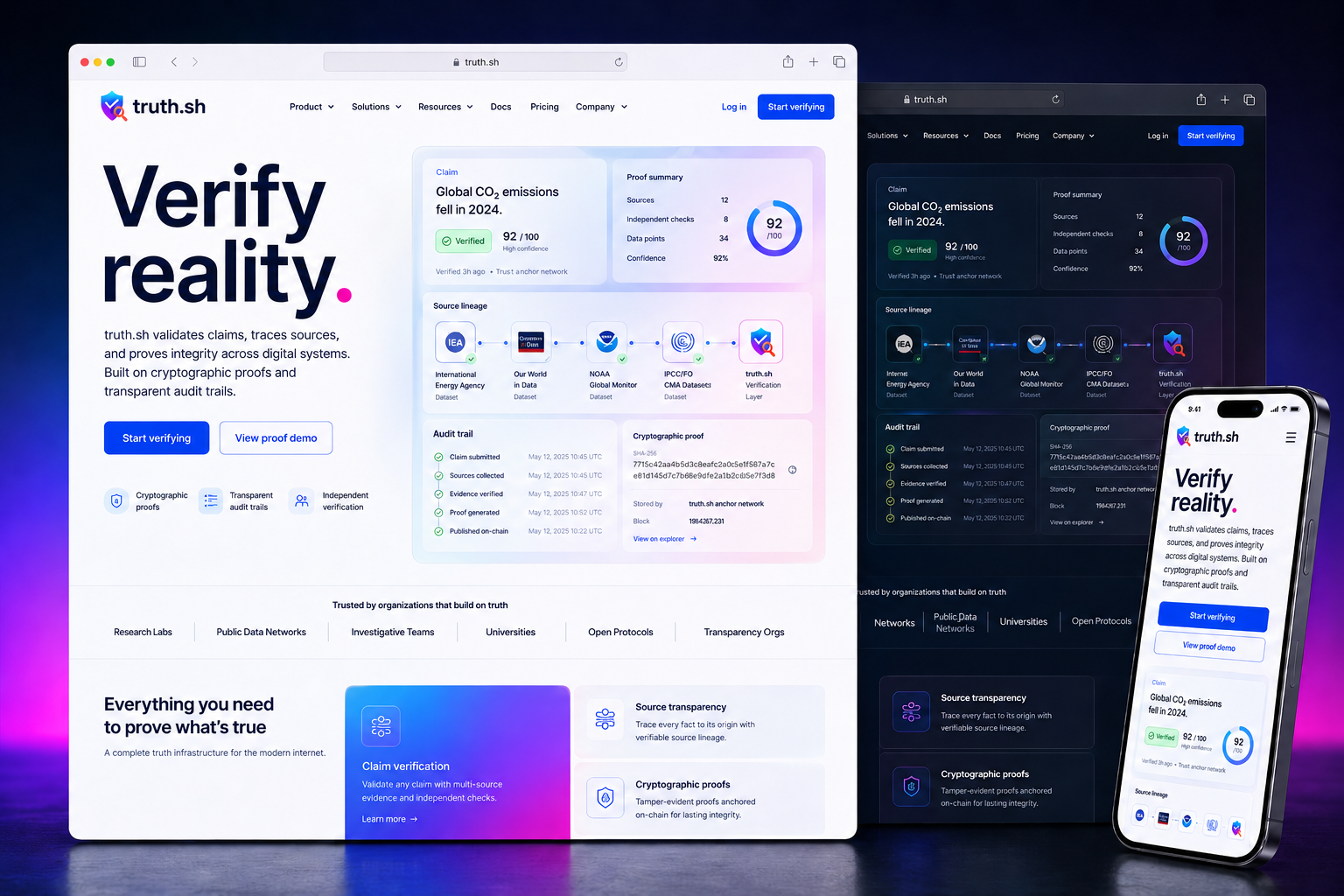 truth.sh website concept preview
