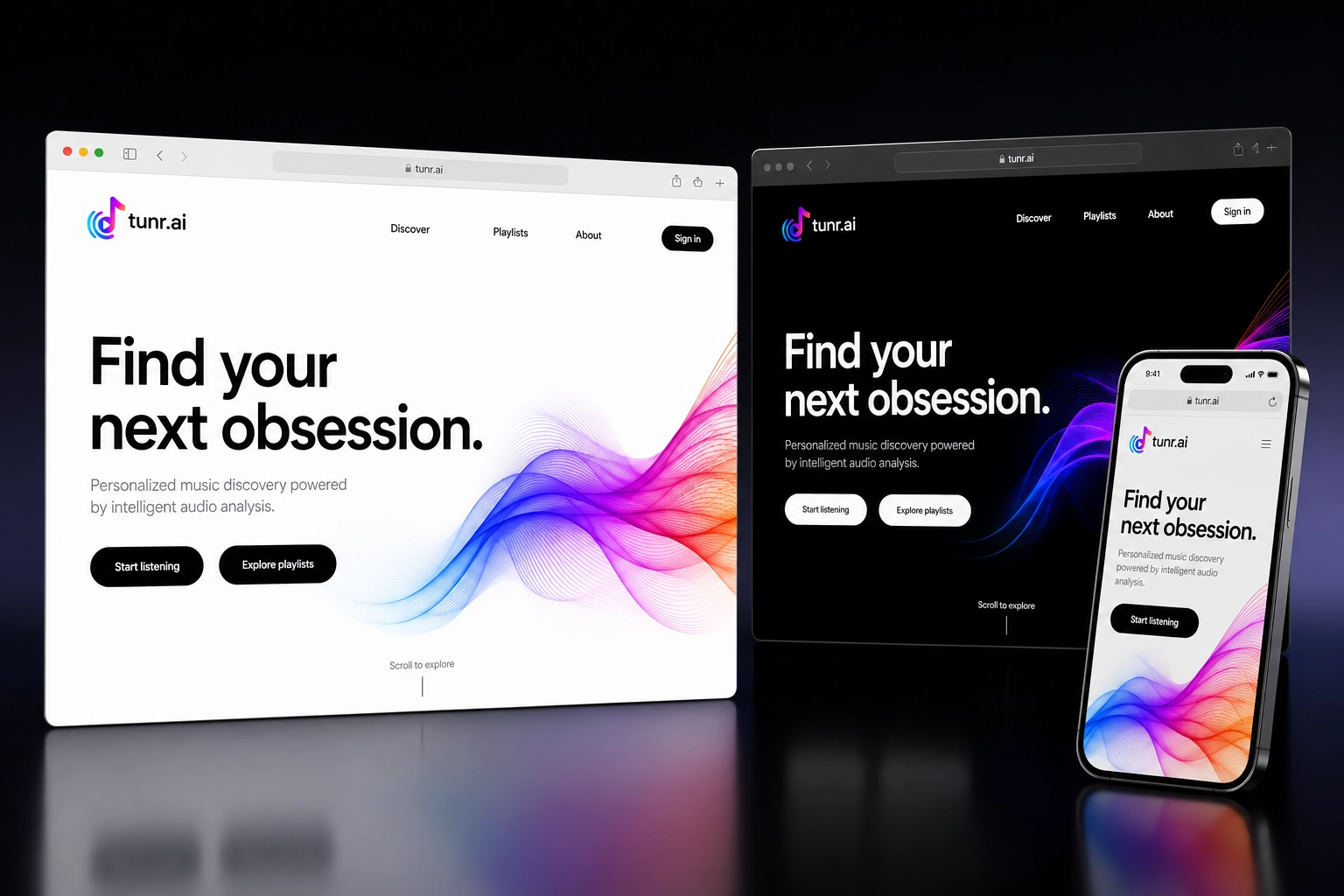 tunr.ai website concept preview