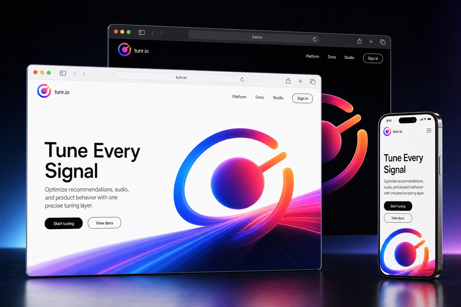 tunr.io website concept preview