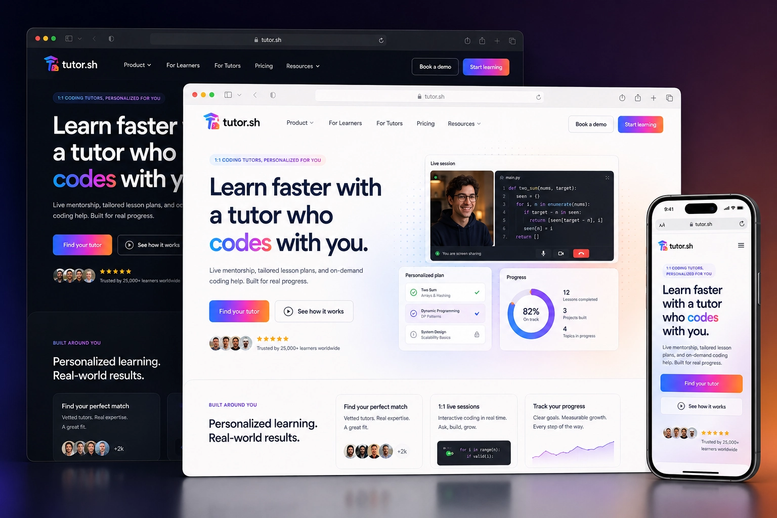 tutor.sh website concept preview