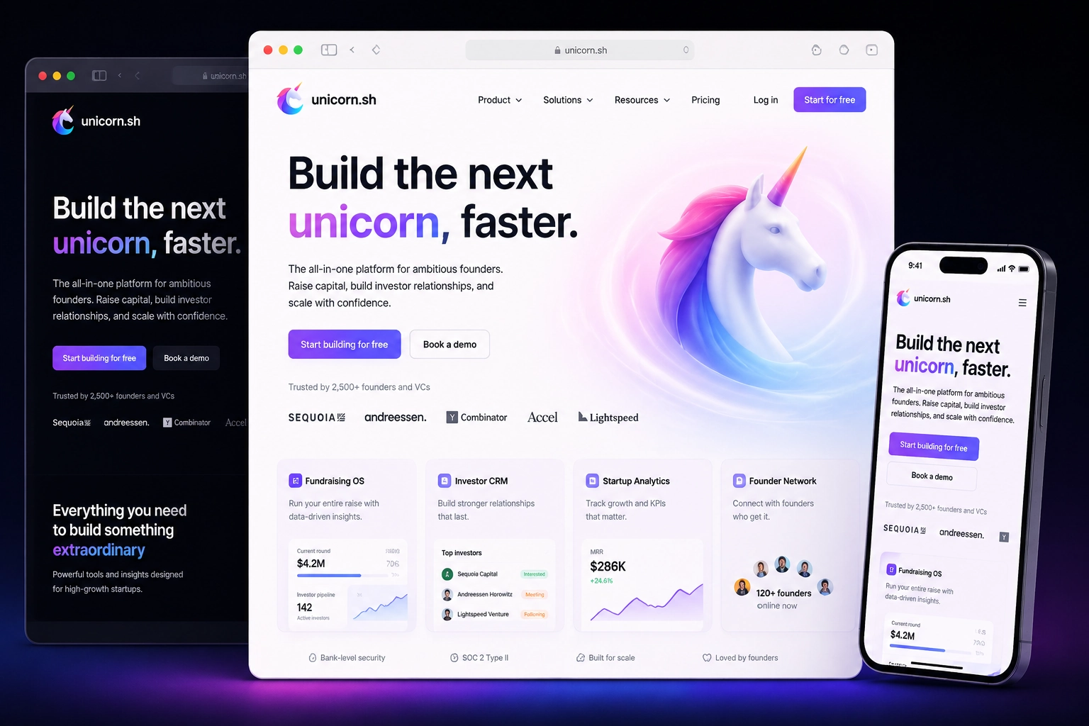 unicorn.sh website concept preview