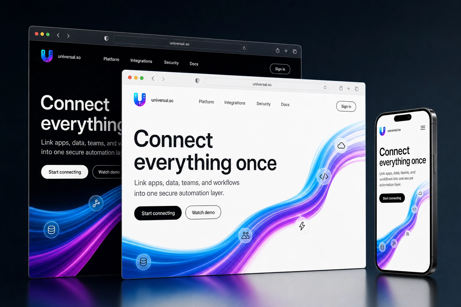 universal.so website concept preview