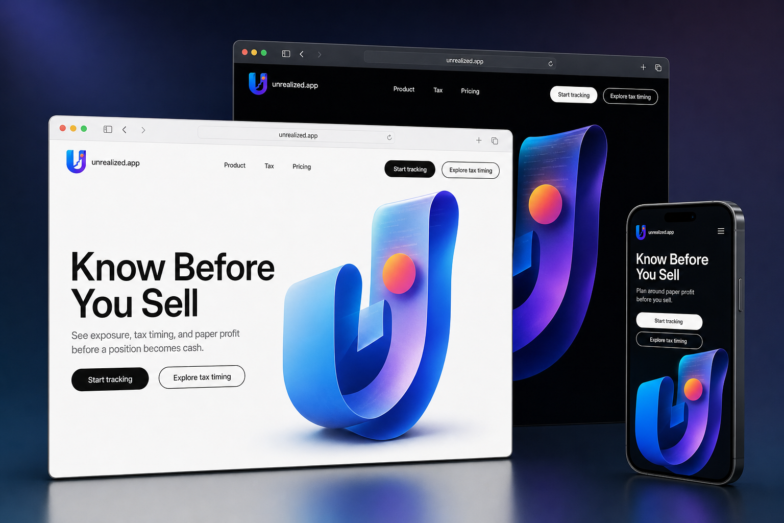 unrealized.app website concept preview