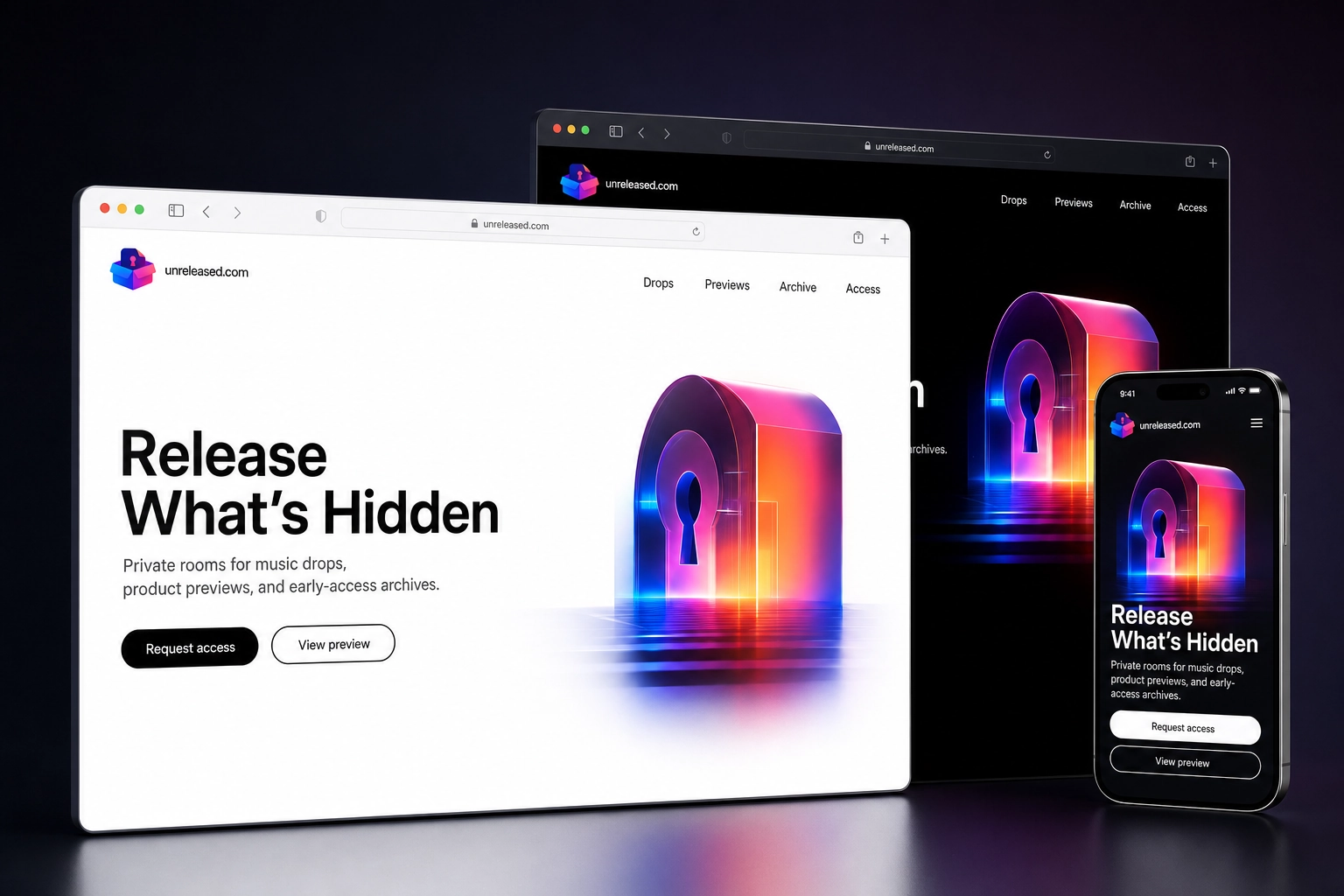 unreleased.com website concept preview