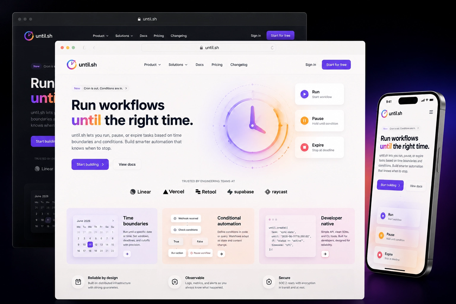 until.sh website concept preview