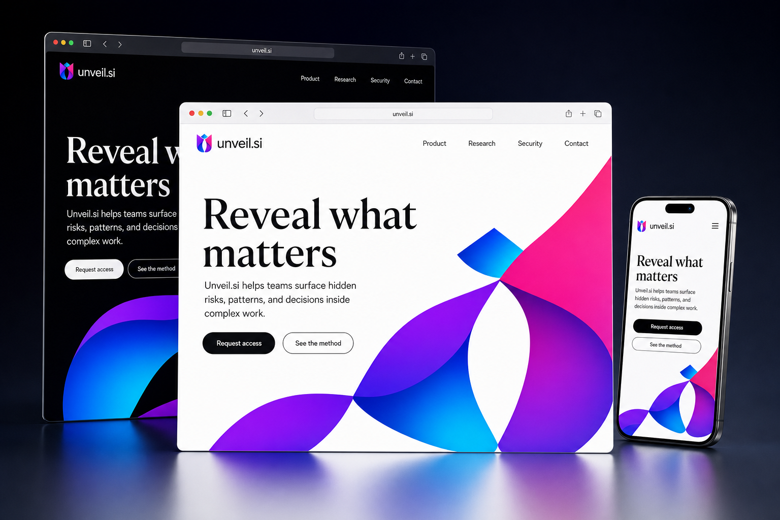 unveil.si website concept preview enlarged